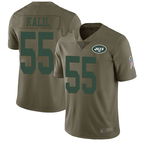 New York Jets Limited Olive Youth Ryan Kalil Jersey NFL Football #55 2017 Salute to Service